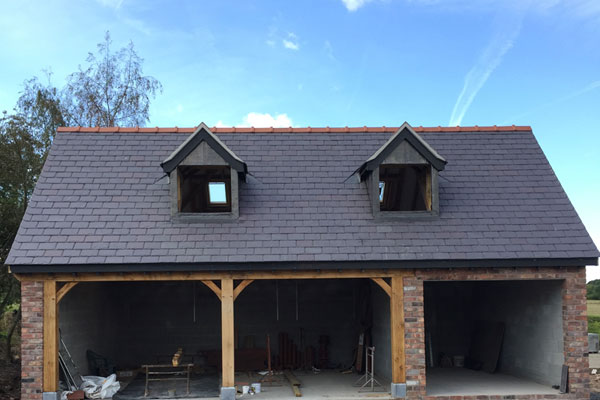 New slate roof on triple garage