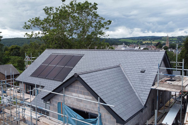 Roof on new bespoke home in North Wales