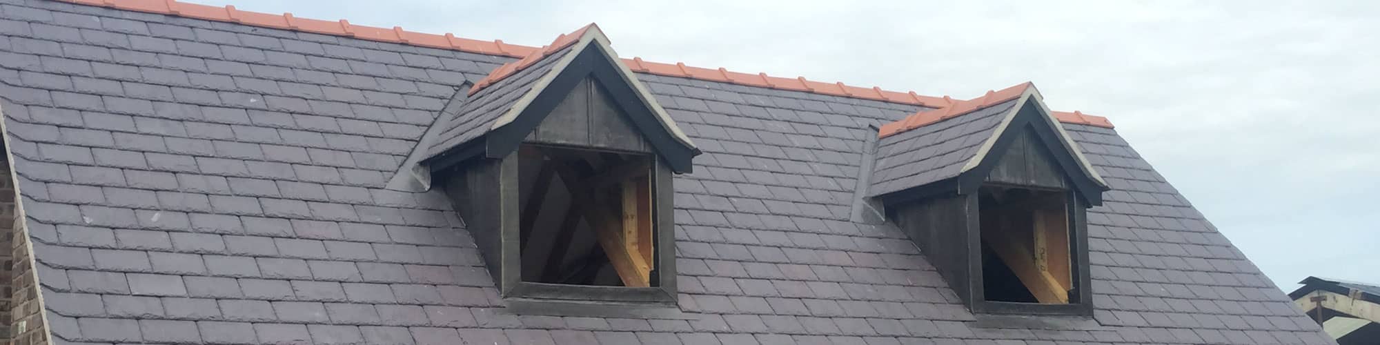 Slate roof on Ruthin house, North Wales