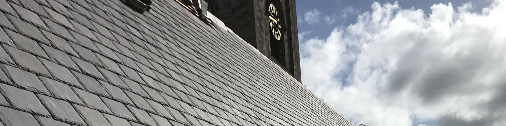 Slate roof on church in North Wales